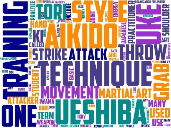Aikido Wordart Tshirt: Hand-Drawn Inspiration for Creative Expression